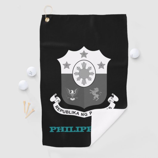 Golfende Philippinen, philippinisches Wappen /Flag Golfhandtuch (Insitu)