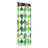Golfende Raute Gemustert Golfer Monogram Thermosbecher (Nach rechts gedreht)