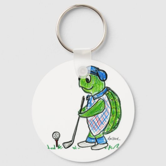 Golfender Turtle-Schlüsselanhänger Schlüsselanhänger (Vorderseite)