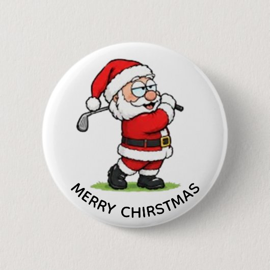GOLFENDER WEIHNACHTSMANN FROHE WEIHNACHTEN BUTTON (Vorderseite)