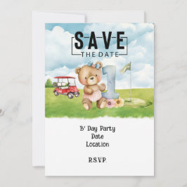 Golfer 1. Geburtstag Wasserfarbe ein Jahr Einladung