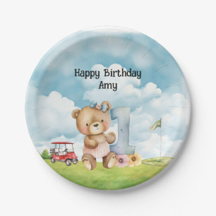 Golfer 1. Geburtstag Wasserfarbe ein Jahr Pappteller