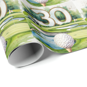 Golfer 30. Geburtstag auf Golfplatz Geschenkpapier