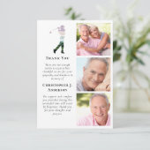 Golfer 3 Foto Beileid Beerdigung Dankeskarte (Stehend Vorderseite)