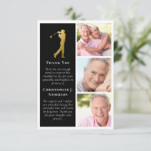 Golfer 3 Foto Beileid Beerdigung Dankeskarte (Stehend Vorderseite)