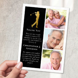 Golfer 3 Foto Beileid Beerdigung Dankeskarte