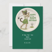 Golfer 60. Geburtstag für Cat Lover Einladung (Vorderseite)