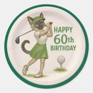 Golfer 60. Geburtstag für Cat Lover Runder Aufkleber