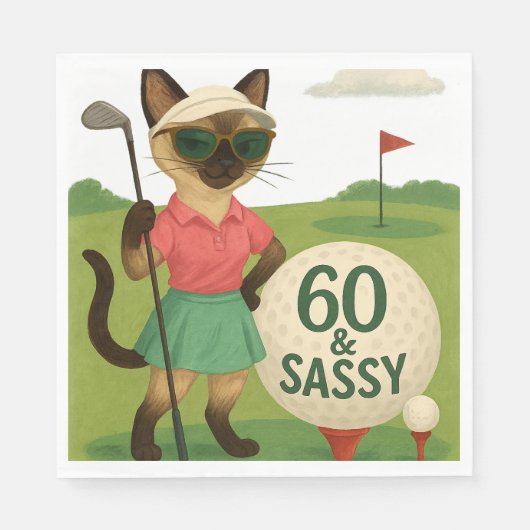 Golfer 60. Geburtstag für Cat Lover Serviette (Vorderseite)