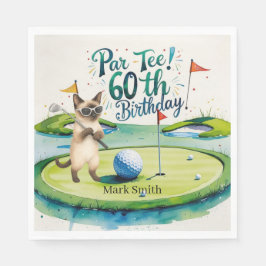 Golfer 60. Geburtstag für siamesische Katzen Liebh Serviette