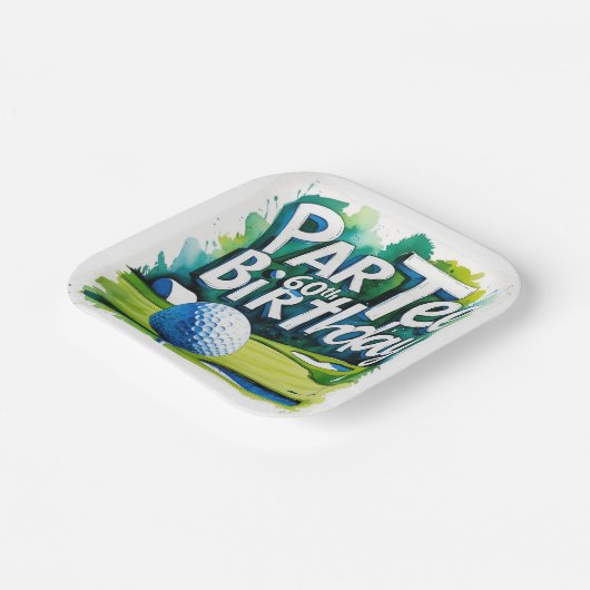 Golfer 60. Geburtstag Pappteller (Gewinkelt)