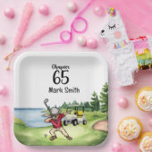 Golfer 65. Geburtstag Schlucken mit Golfwagen Pappteller (Party)