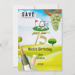 Golfer 75. Geburtstag auf Golfplatz Einladung