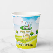 Golfer 75. Geburtstag auf Golfplatz Pappbecher (Vorderseite)