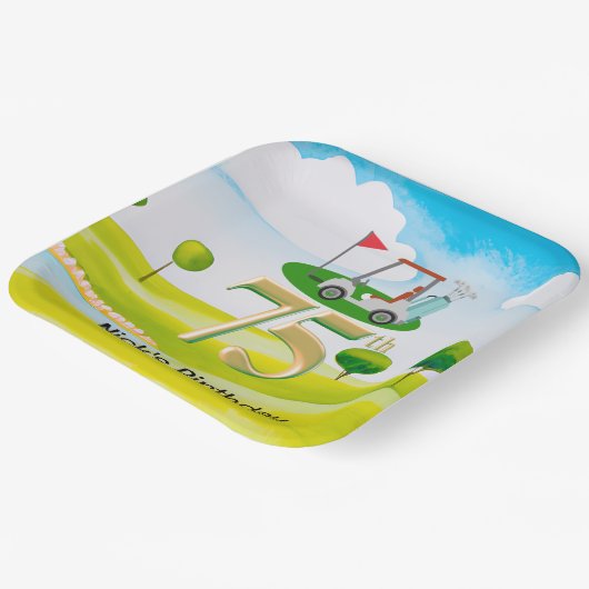 Golfer 75. Geburtstag auf Golfplatz Pappteller (Gewinkelt)