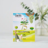 Golfer 75. Geburtstag auf Golfplatz Postkarte (Stehend Vorderseite)
