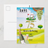 Golfer 75. Geburtstag auf Golfplatz Postkarte (Vorne/Hinten)