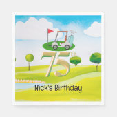 Golfer 75. Geburtstag auf Golfplatz Serviette (Vorderseite)