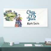 Golfer 75. Geburtstag mit Golftasche auf Golfplatz Banner (Messe)