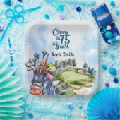 Golfer 75. Geburtstag mit Golftasche auf Golfplatz Pappteller (Party)