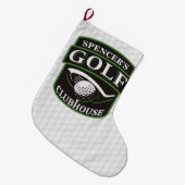 Golfer ADD NAME Player Golf Ball Club Clubhouse Großer Weihnachtsstrumpf (Vorderansicht (hängend))