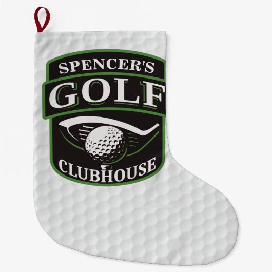 Golfer ADD NAME Player Golf Ball Club Clubhouse Großer Weihnachtsstrumpf (Vorderseite)