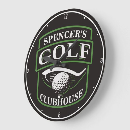 Golfer ADD NAME Pro Golf Player Club Clubhaus Große Wanduhr (Winkel)