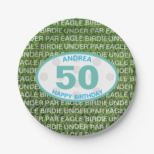 Golfer Adler Birdie Par Green 50. Geburtstag Pappteller