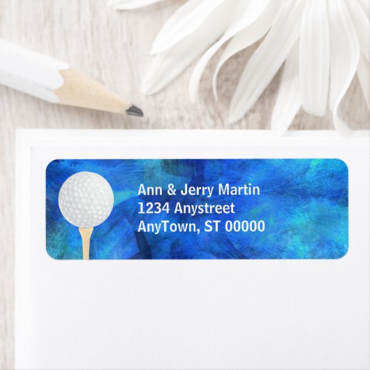 Golfer-Adresse-Label Golf-Ball blau und weiß (Insitu)