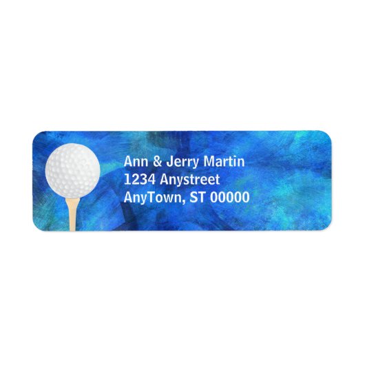 Golfer-Adresse-Label Golf-Ball blau und weiß (Vorne)