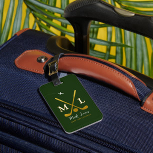 Golfer Adventures Name Tag mit Golf Clubs Gepäckanhänger
