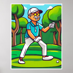 Golfer and Found Ball - Golfer Art Print Poster