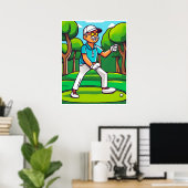 Golfer and Found Ball - Golfer Art Print Poster (Heimbüro)
