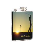Golfer at Sunset Personalised Flachmann (Rechts)