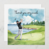 Golfer auf dem Golfplatz Dankeskarte (Vorne/Hinten)