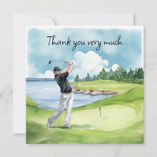 Golfer auf dem Golfplatz Dankeskarte (Vorderseite)