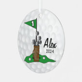 Golfer 🏌️ ‍ ♀️ auf dem Grünen | Golf Ornament Aus Metall (Vorderseite links)