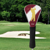 Golfer auf Maroon White Golf Headcover