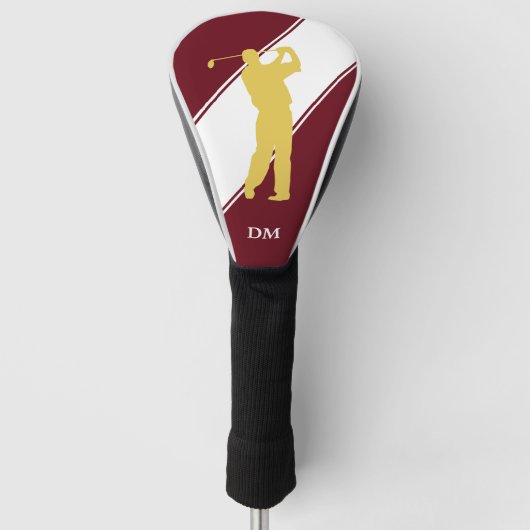 Golfer auf Maroon White Golf Headcover (Vorderseite)