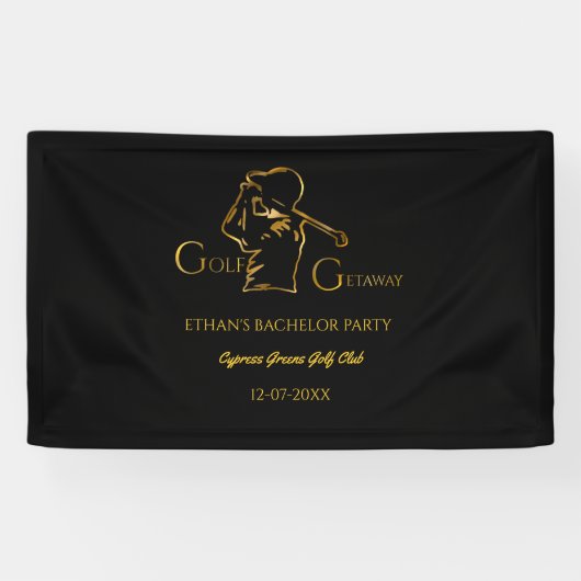 Golfer Bachelor Party Golf Urlaub Luxus Gold Banner (Horizontal)