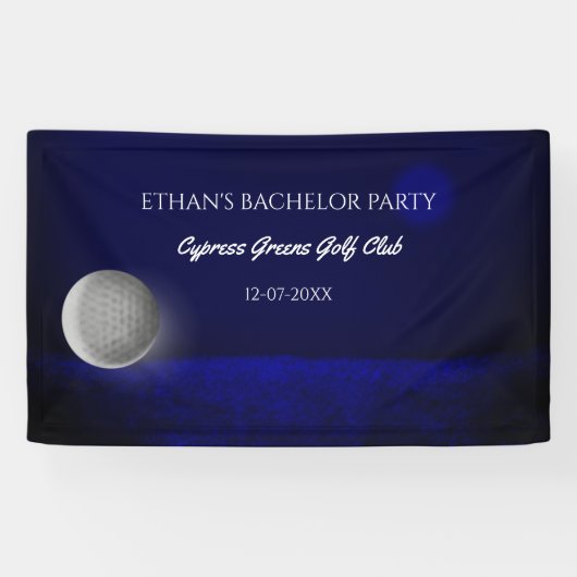 Golfer Bachelor Party Navy Blue Golf Ball Golfspie Banner (Horizontal)