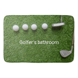 Golfer Bad mit Golfbälle und Putter Badematte