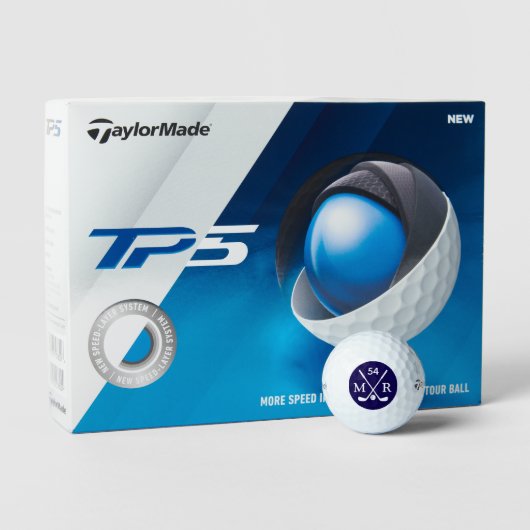 Golfer Ball Blue and White Logo Age and Initials (Verpackung)