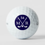 Golfer Ball Blue and White Logo Age and Initials (Vorderseite)