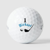 Golfer Ball mit Name und Nummer Eins (Vorderseite)