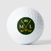 Golfer-Ball mit überquerten Golfklubs Golfball (Vorderseite)