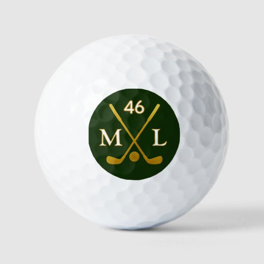 Golfer-Ball mit überquerten Golfklubs Golfball (Vorderseite)