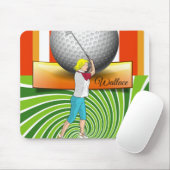 Golfer Balls Green Stripe Mouse Pad! Mouse Pad Mousepad (Mit Mouse)