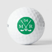 Golfer Balls Grünes Logo Alter und Initialen Golfball (Vorderseite)