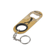 *~* Golfer Barkeeper Rough Gold und Tan Textured Mini Flaschenöffner (Rückseite Schrägansicht)